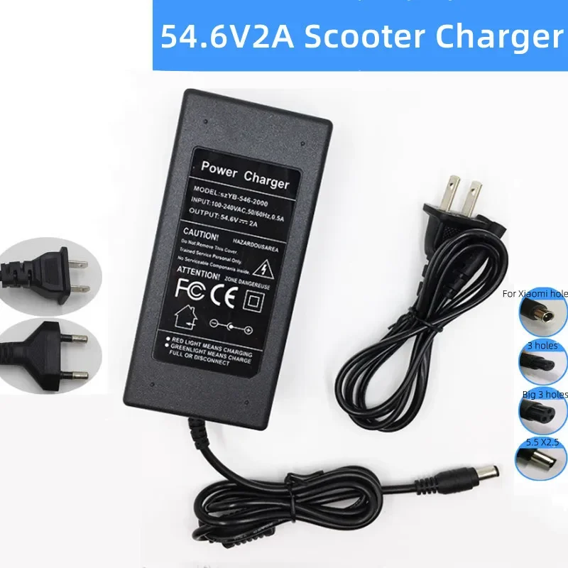 Electric Scooter Charger - 54.6 فولت 2A شاحن بطارية ليثيوم